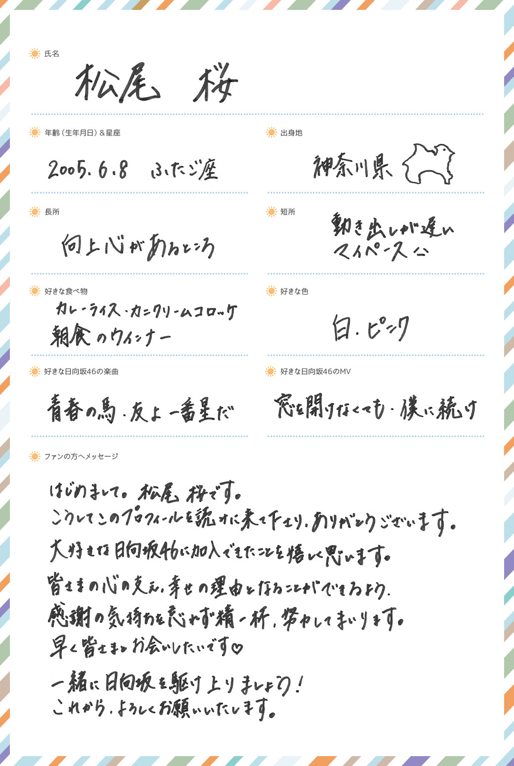 日向坂46の5期生の松尾桜は神奈川県出身で目力が強い美人系！ファンの反応は？