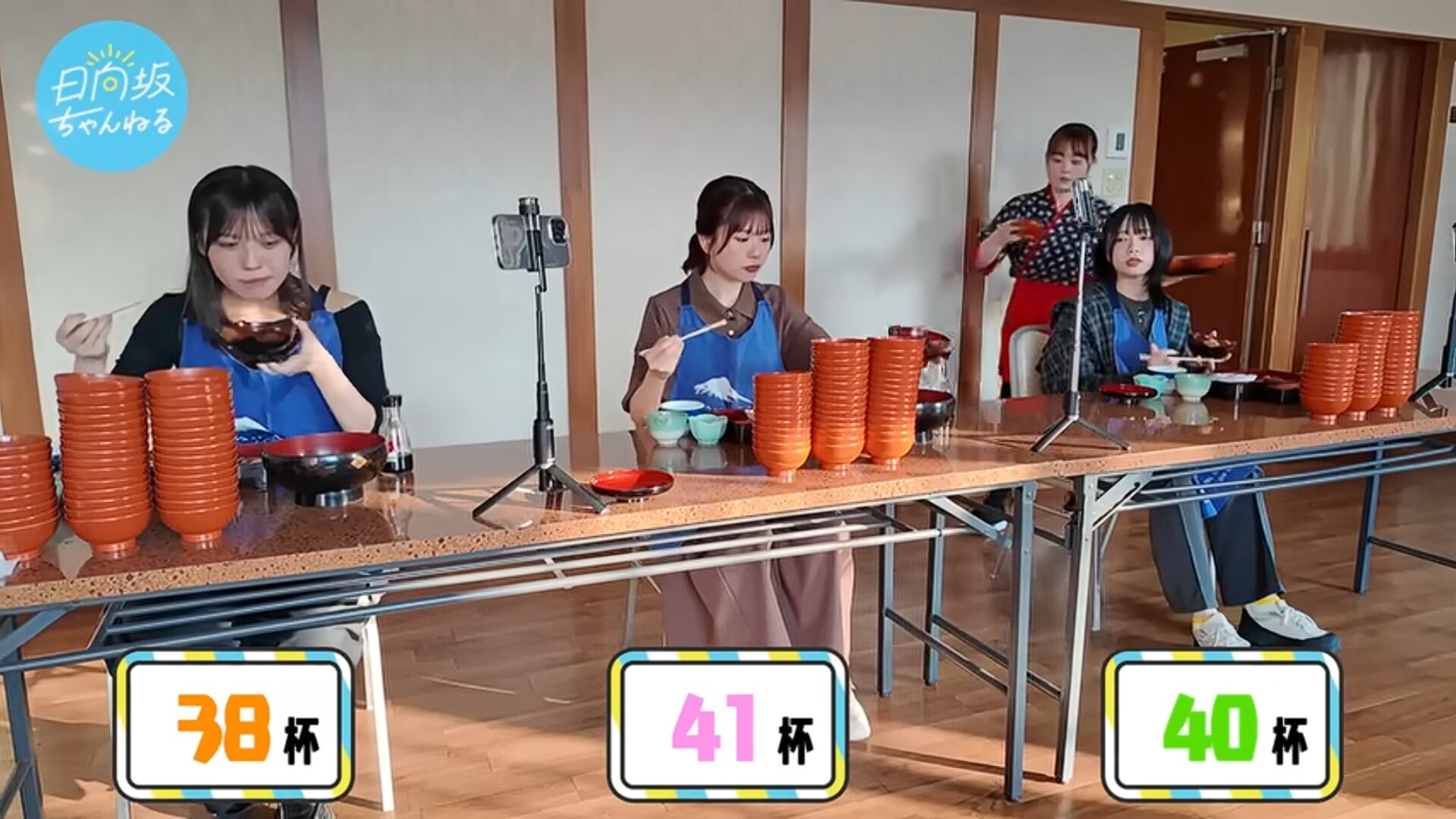 日向坂46の松田好花・森本茉莉・山口陽世がわんこそば対決！この結果ってどうなの？他のアイドルの記録と比べてみた。