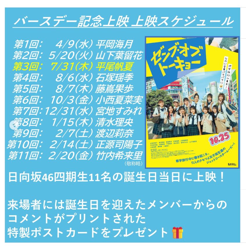 日向坂46の4期生の映画「ゼンブ・オブ・トーキョー」の続編決定!ファンの反応は?
