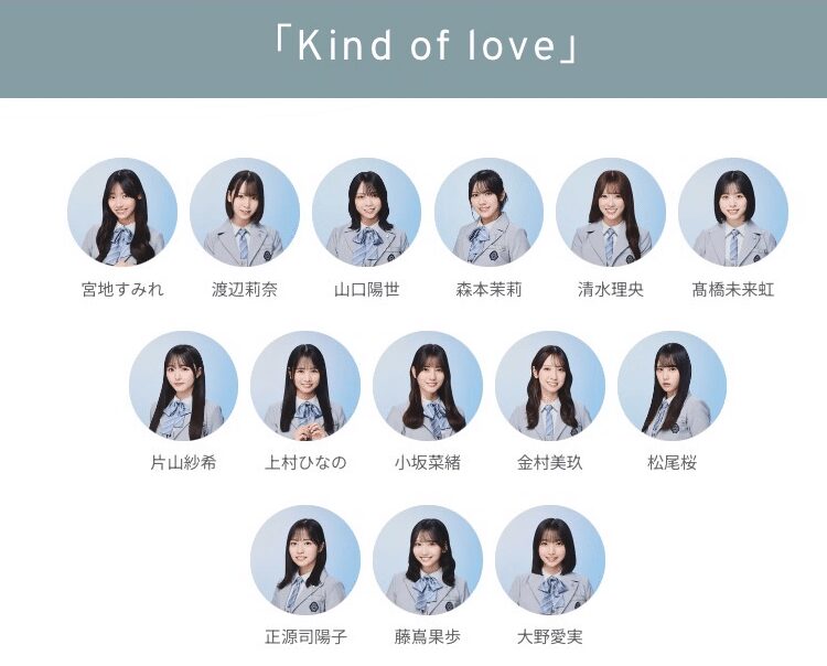 日向坂46の17thシングル「Kind of love」のセンターは藤嶌果歩！カップリング曲のセンターは平岡海月！